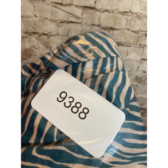 New Directions Babydoll Top Womens Large Teal & Tan Zebra Animal Print Flowy - Picture 10 of 13